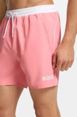 Medium-length swim shorts with contrast details