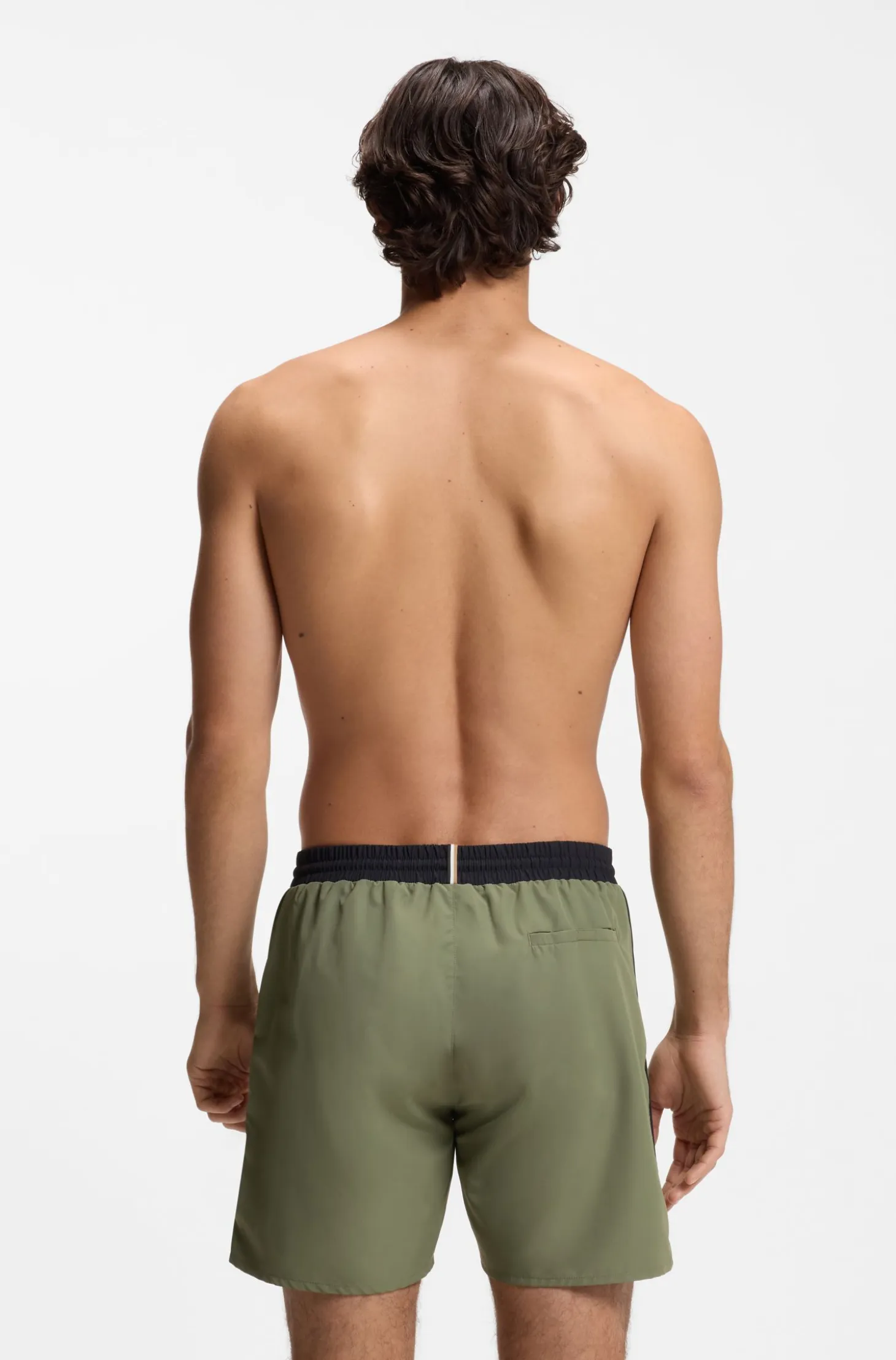 Medium-length swim shorts with contrast details