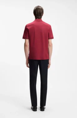 Mercerised-cotton polo shirt with striped trims