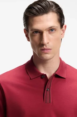 Mercerised-cotton polo shirt with striped trims