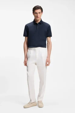 Mercerised-cotton polo shirt with three-tone jacquard
