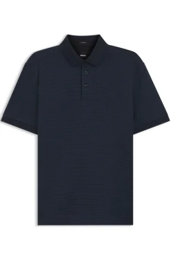 Mercerised-cotton polo shirt with three-tone jacquard