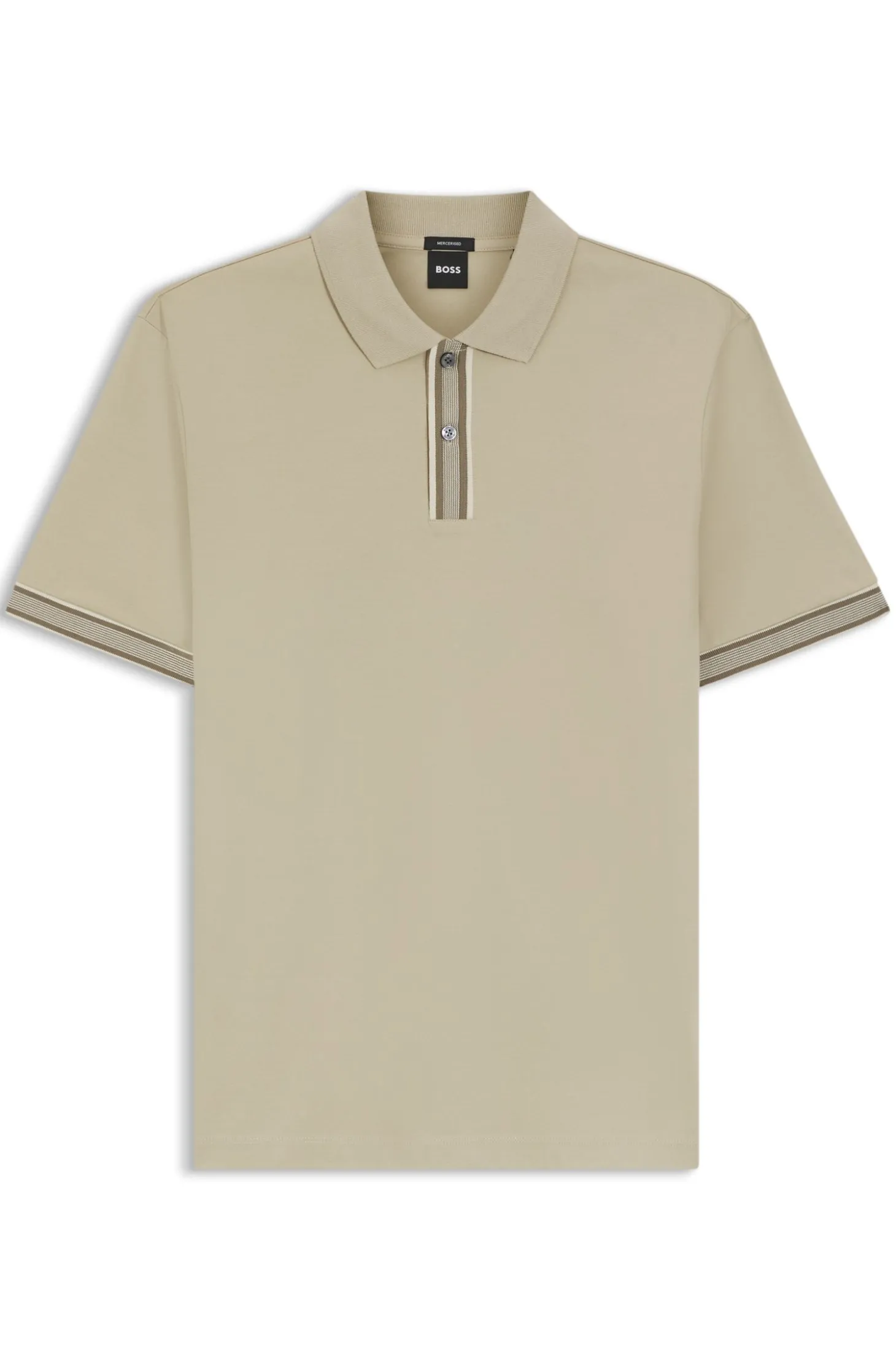Mercerised-cotton polo shirt with striped trims