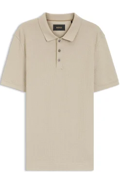 Mercerised-cotton polo shirt with basket weave