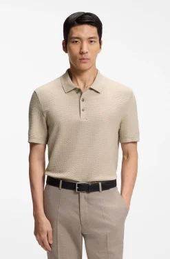 Mercerised-cotton polo shirt with basket weave