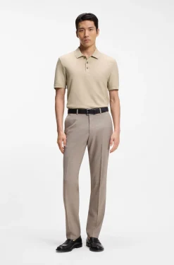 Mercerised-cotton polo shirt with basket weave