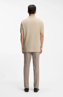 Mercerised-cotton polo shirt with basket weave