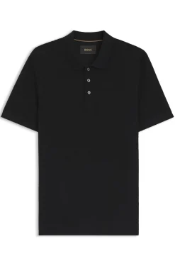 Mercerised-cotton polo shirt with basket weave