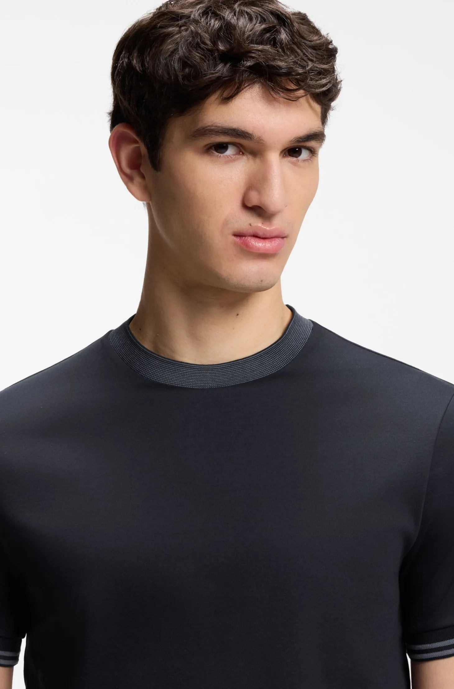 Mercerised-cotton slim-fit T-shirt with contrast tipping
