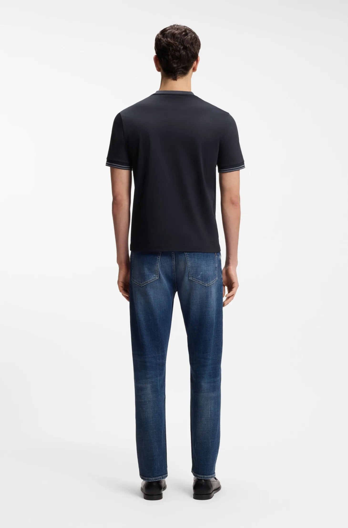 Mercerised-cotton slim-fit T-shirt with contrast tipping