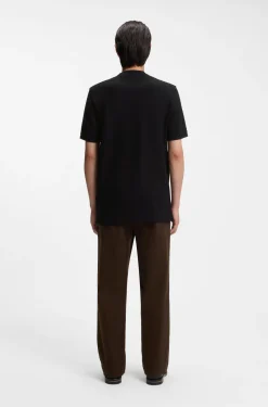 Mercerised-cotton T-shirt with basket weave