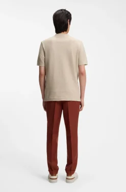 Mercerised-cotton T-shirt with basket weave