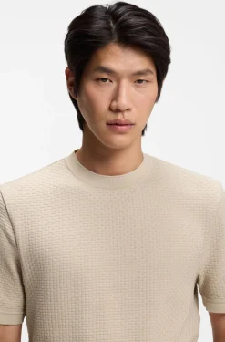 Mercerised-cotton T-shirt with basket weave