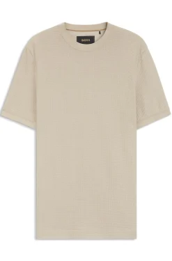 Mercerised-cotton T-shirt with basket weave
