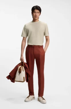 Mercerised-cotton T-shirt with basket weave