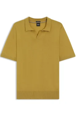 Merino-wool knit polo with Johnny collar