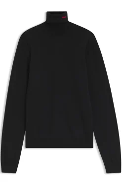 Merino-wool rollneck sweater with embroidered logo