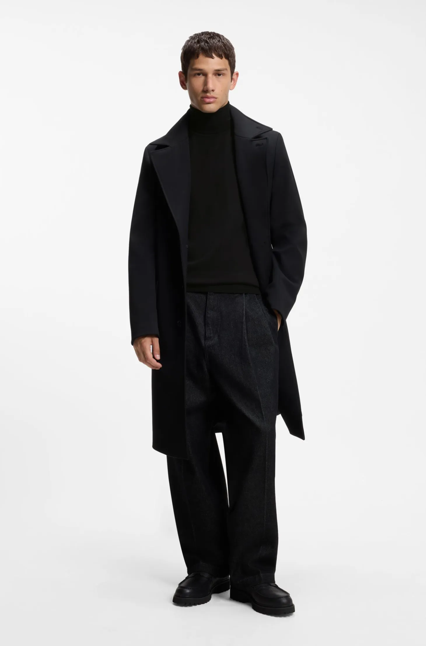 Merino-wool rollneck sweater with embroidered logo
