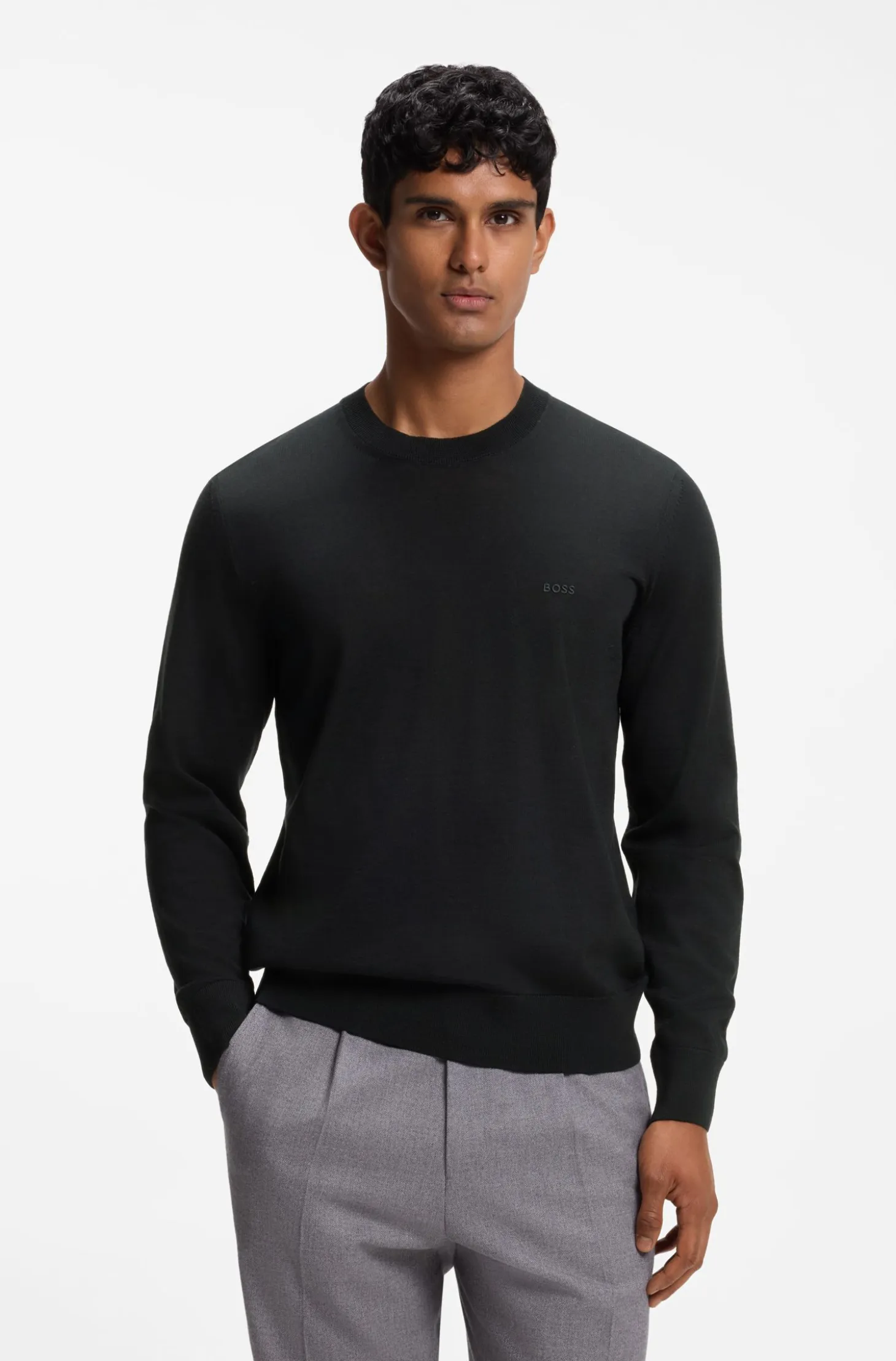 Merino-wool sweater with logo embroidery