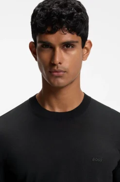 Merino-wool sweater with logo embroidery