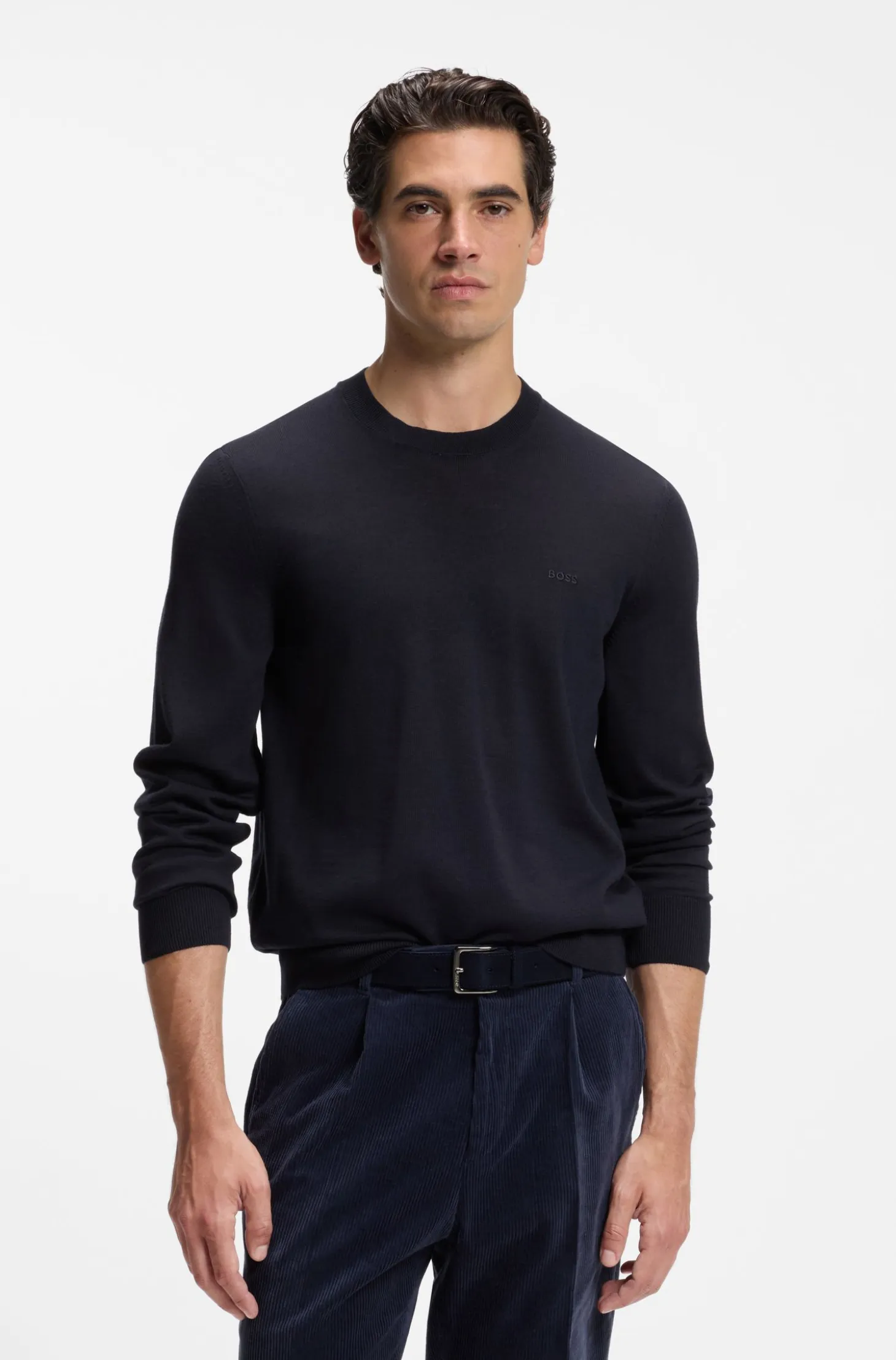 Merino-wool sweater with logo embroidery