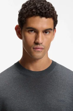 Merino-wool sweater with logo embroidery