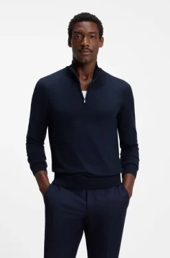 Merino-wool sweater with zip neck