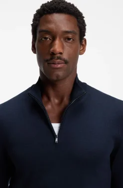 Merino-wool sweater with zip neck