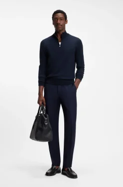 Merino-wool sweater with zip neck