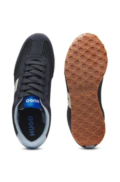 Mesh trainers with faux-suede trims