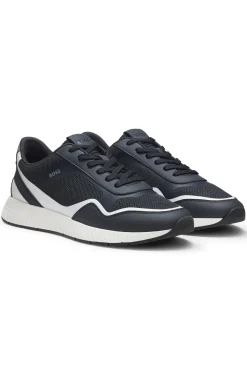 Mesh trainers with ribbed sole
