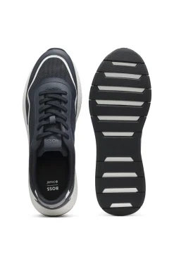 Mesh trainers with ribbed sole