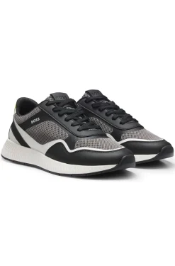 Mesh trainers with ribbed sole