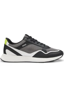 Mesh trainers with ribbed sole