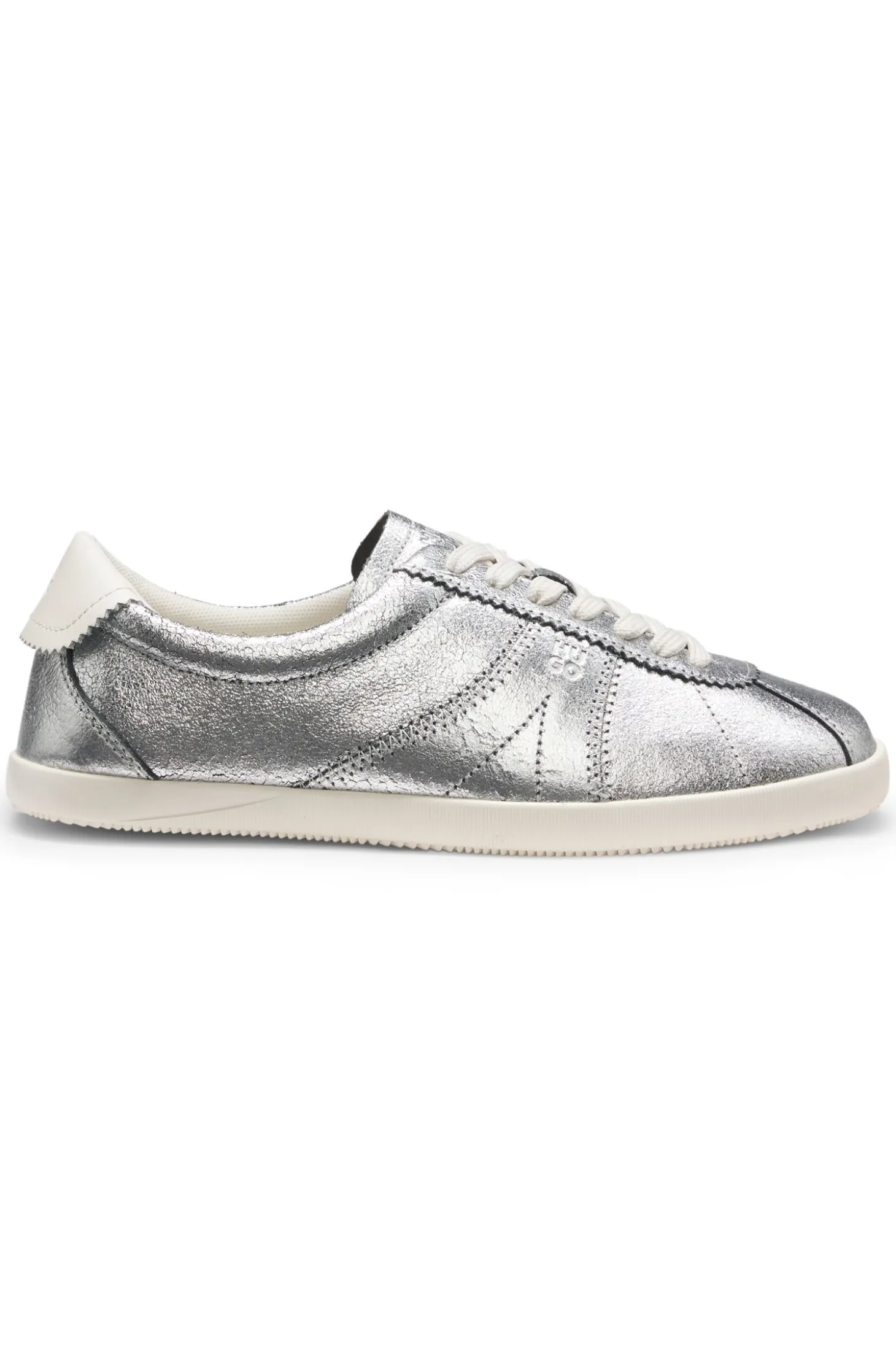Metallic-effect trainers in leather