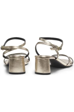 Metallic-leather sandals with block heel
