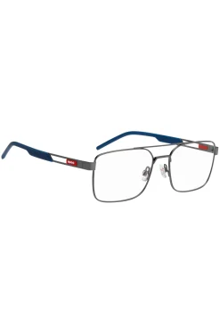 Metal optical frames with contrast rubber logo