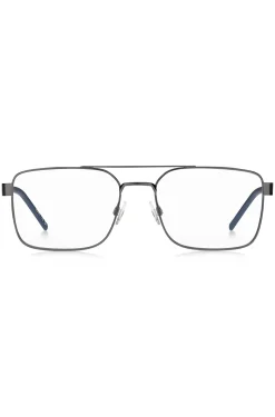 Metal optical frames with contrast rubber logo
