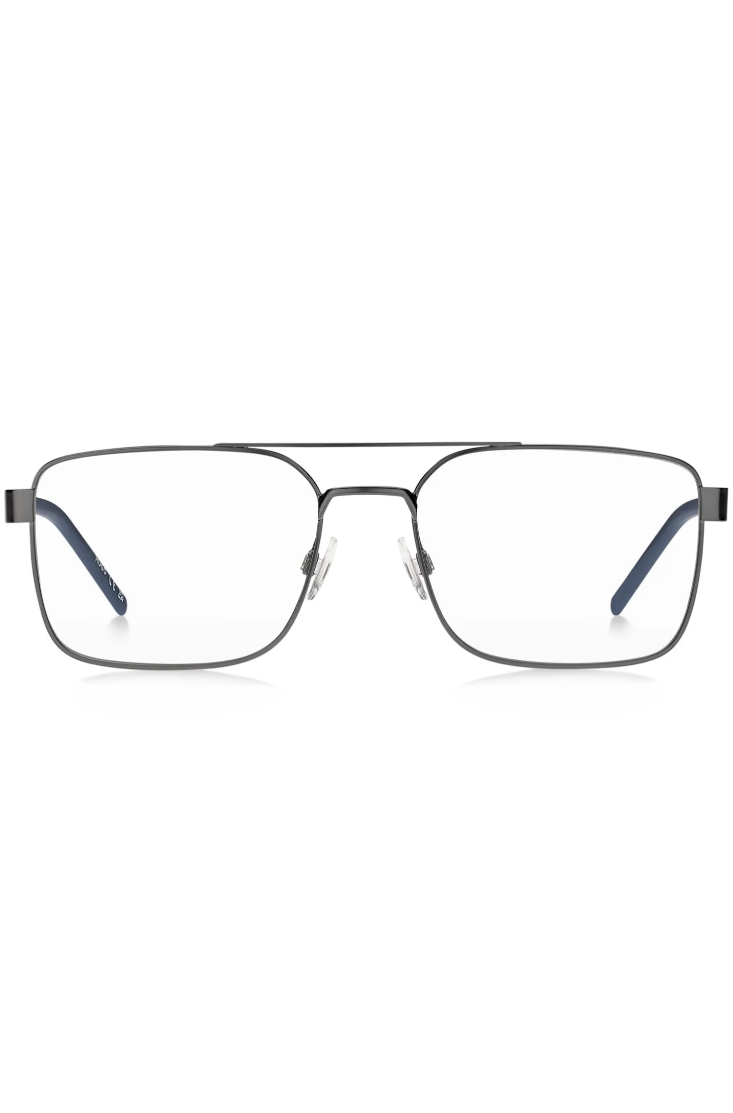 Metal optical frames with contrast rubber logo