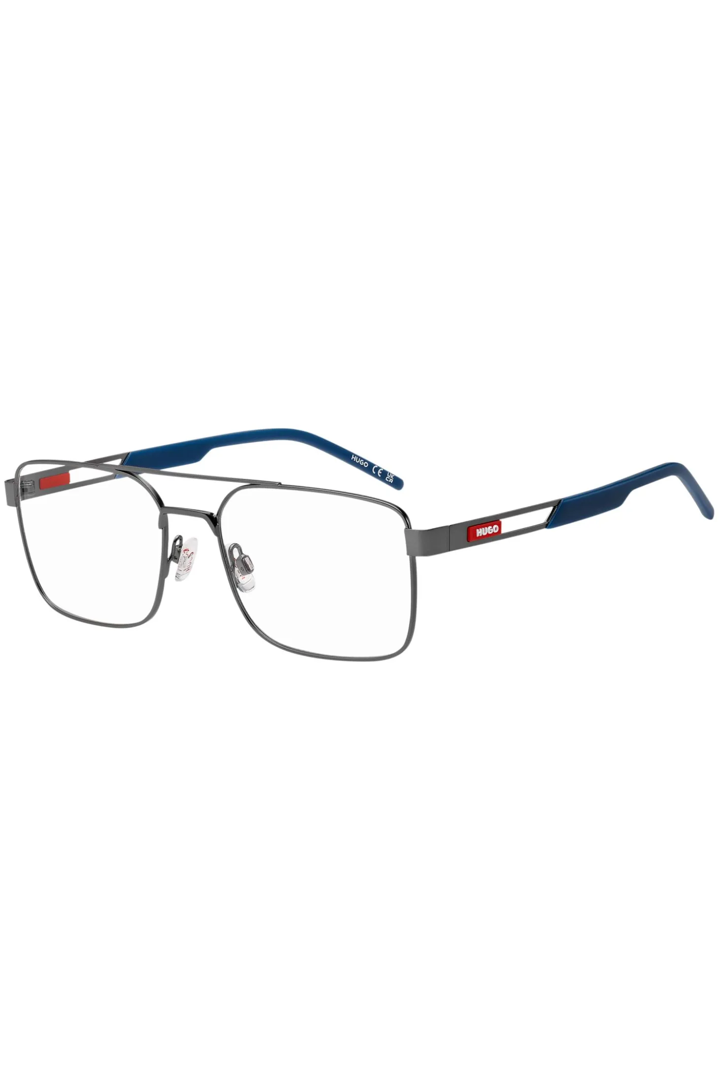 Metal optical frames with contrast rubber logo