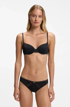 Microfibre briefs with lace inserts