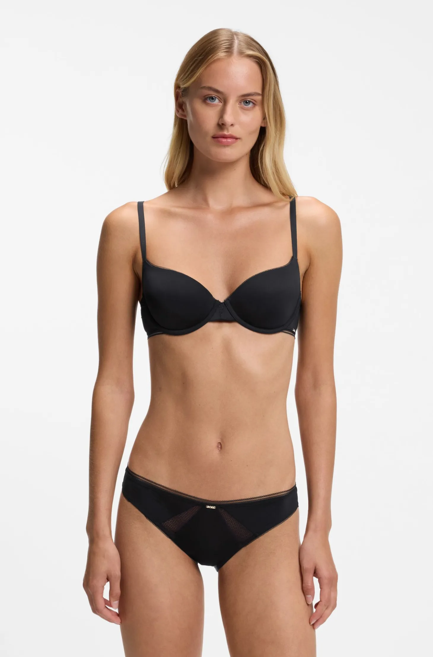 Microfibre briefs with lace inserts