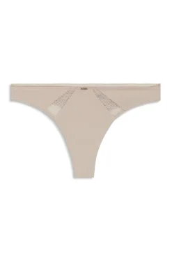 Microfibre thong with lace inserts