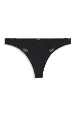 Microfibre thong with lace inserts