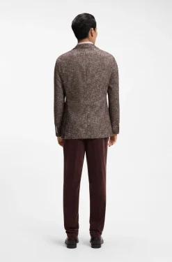 Micro-patterned slim-fit blazer in Italian fabric