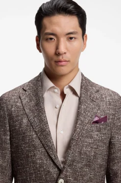 Micro-patterned slim-fit blazer in Italian fabric