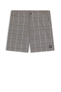 Micro-print swim shorts with logo badge
