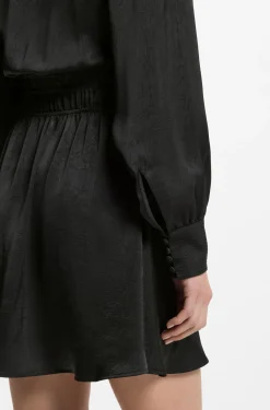 Midi-length dress in crinkle satin