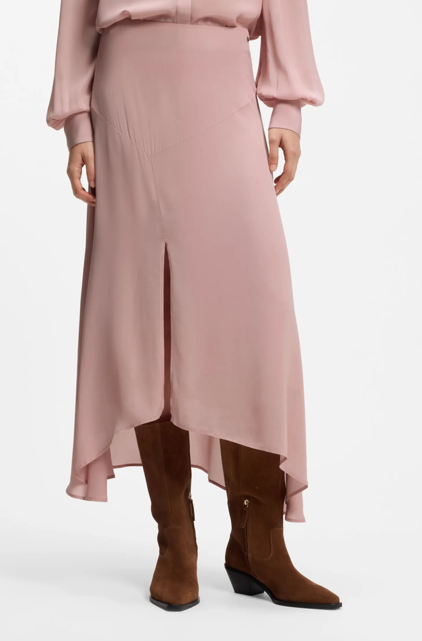 Midi skirt in crepe de chine