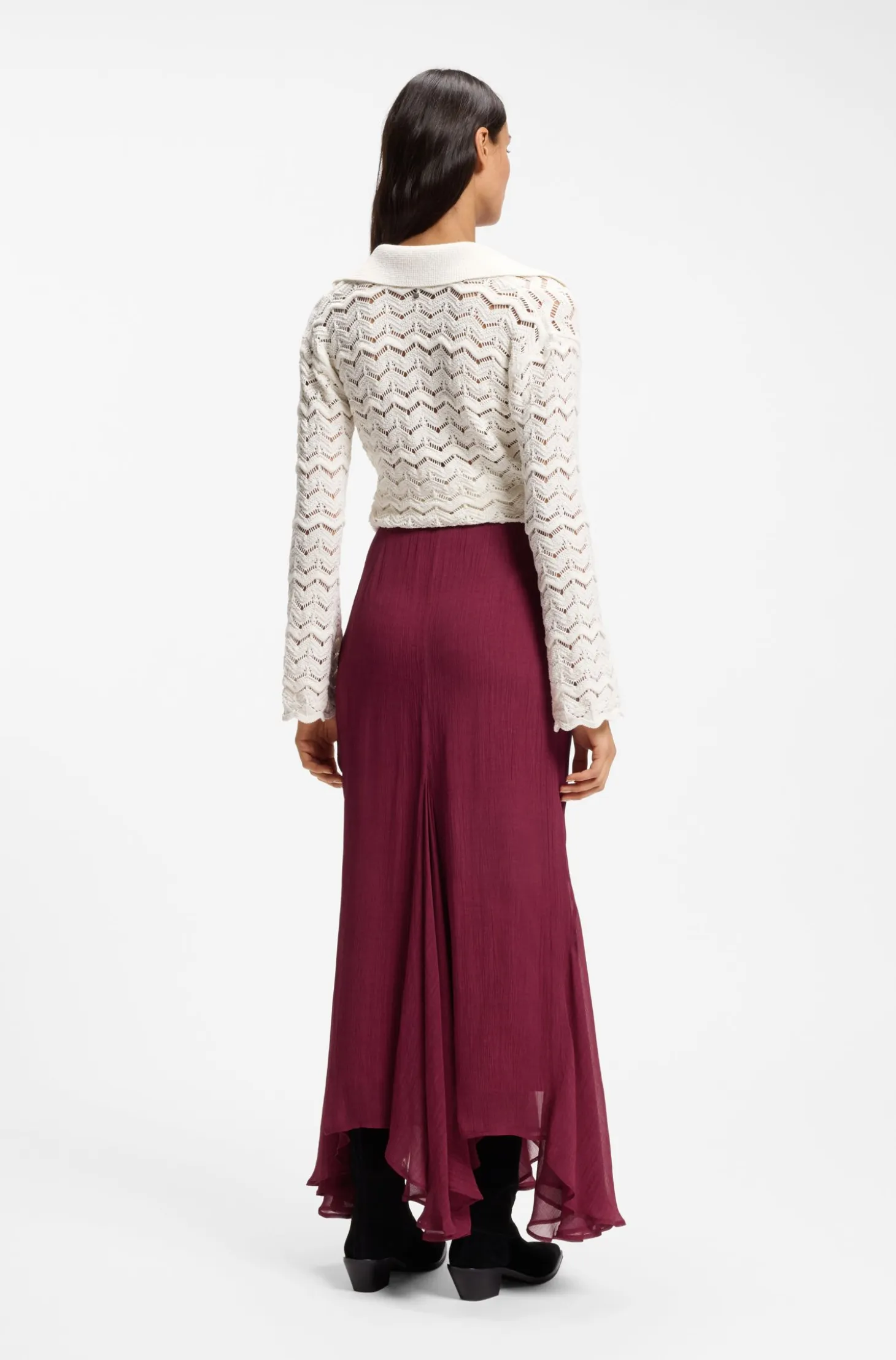 Midi skirt with asymmetric hemline